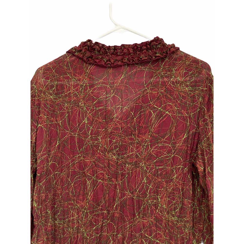 Agora Mauve Rose Geometric Ruffled Blouse Medium - Picture 9 of 9